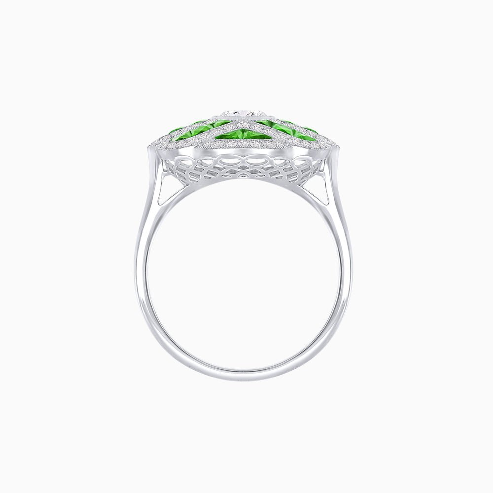 Art Deco Inspired Marquise Cut Sea Wave Design Gemstone Ring - Shahin Jewelry