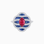 Load image into Gallery viewer, Art Deco Inspired Marquise Cut Sea Wave Design Gemstone Ring - Shahin Jewelry