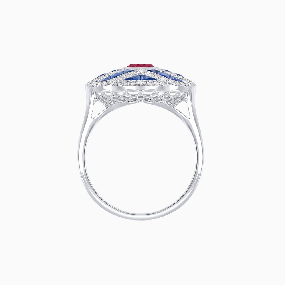 Art Deco Inspired Marquise Cut Sea Wave Design Gemstone Ring - Shahin Jewelry