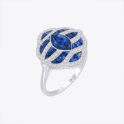 Art Deco Inspired Marquise Cut Sea Wave Design Gemstone Ring - Shahin Jewelry