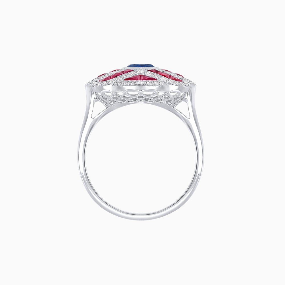 Art Deco Inspired Marquise Cut Sea Wave Design Gemstone Ring - Shahin Jewelry