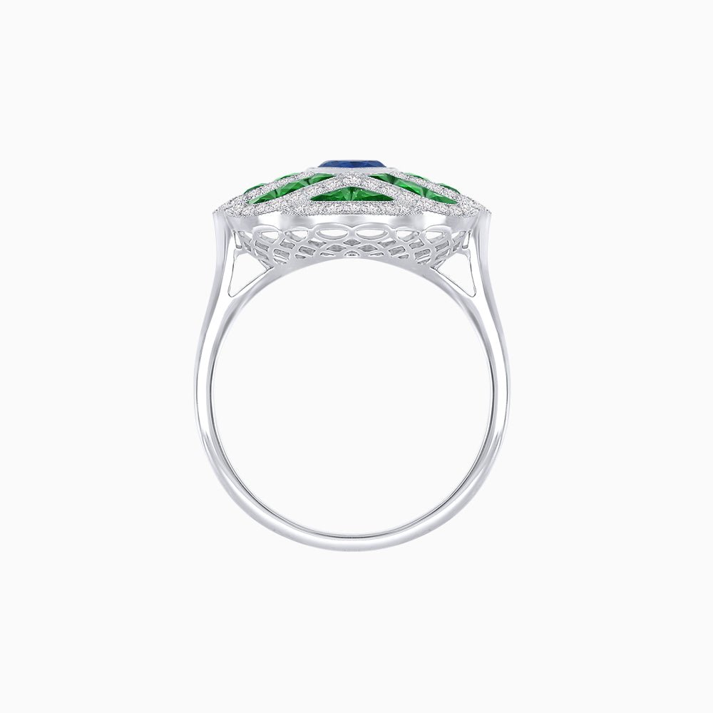 Art Deco Inspired Marquise Cut Sea Wave Design Gemstone Ring - Shahin Jewelry