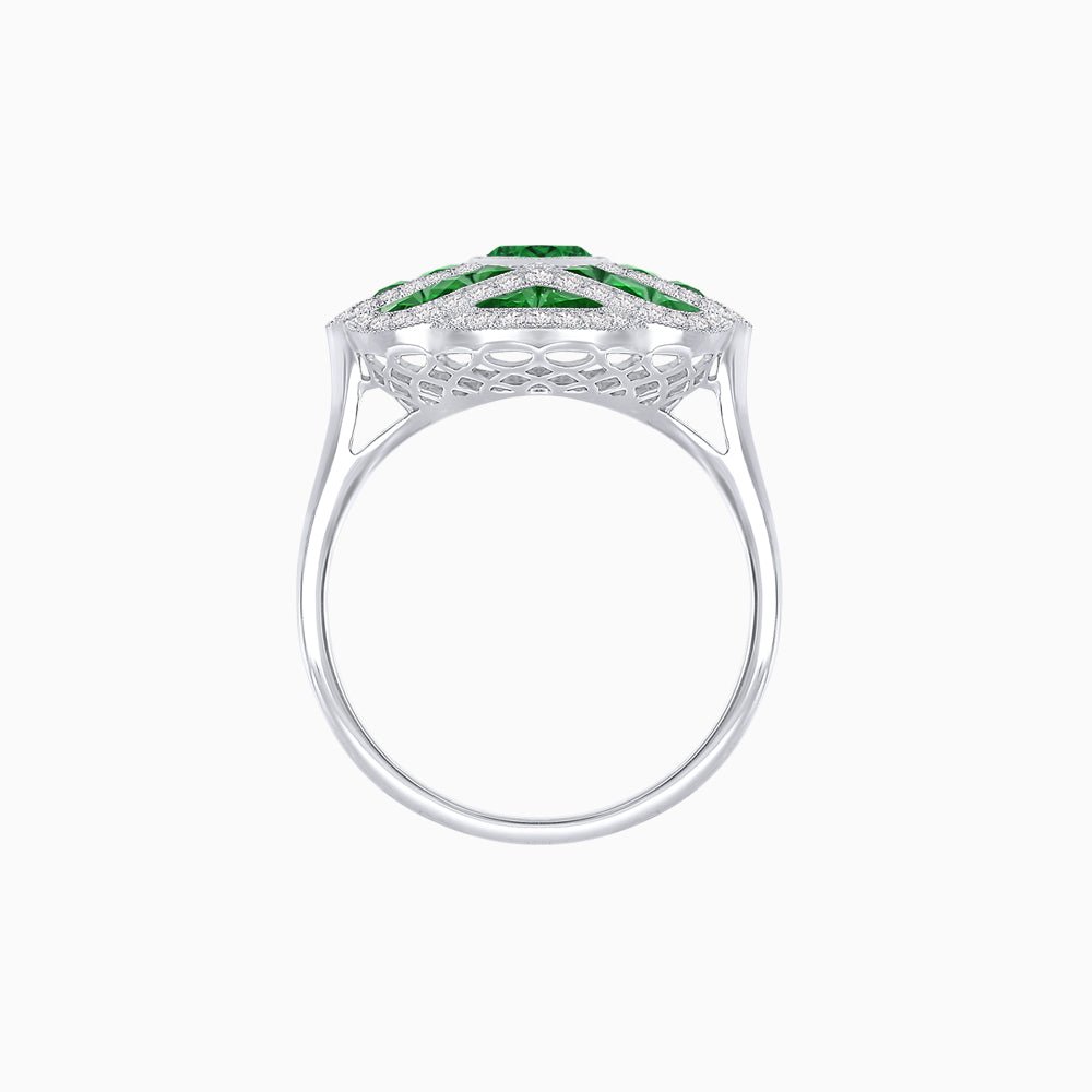 Art Deco Inspired Marquise Cut Sea Wave Design Gemstone Ring - Shahin Jewelry
