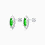 Load image into Gallery viewer, Art Deco Inspired Marquise Cut Stud Earrings with Baguette Diamond Halo - Shahin Jewelry