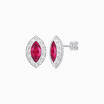 Load image into Gallery viewer, Art Deco Inspired Marquise Cut Stud Earrings with Baguette Diamond Halo - Shahin Jewelry