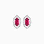 Load image into Gallery viewer, Art Deco Inspired Marquise Cut Stud Earrings with Baguette Diamond Halo - Shahin Jewelry