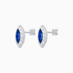 Load image into Gallery viewer, Art Deco Inspired Marquise Cut Stud Earrings with Baguette Diamond Halo - Shahin Jewelry