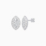 Load image into Gallery viewer, Art Deco Inspired Marquise Cut Stud Earrings with Baguette Diamond Halo - Shahin Jewelry