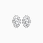 Load image into Gallery viewer, Art Deco Inspired Marquise Cut Stud Earrings with Baguette Diamond Halo - Shahin Jewelry
