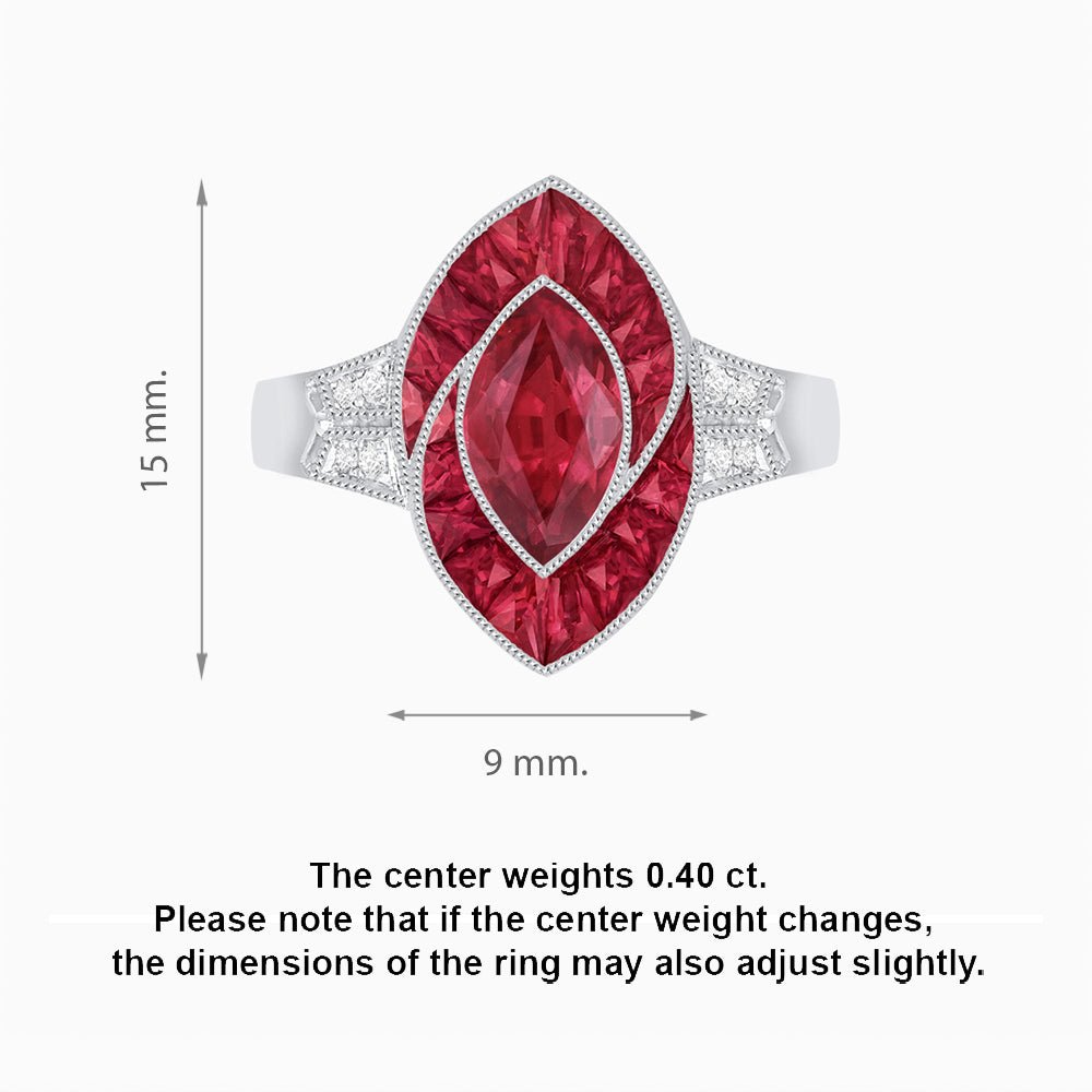 Art Deco Inspired Marquise Diamond Ring - Shahin Jewelry