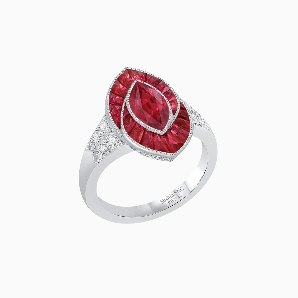 Art Deco Inspired Marquise Diamond Ring - Shahin Jewelry