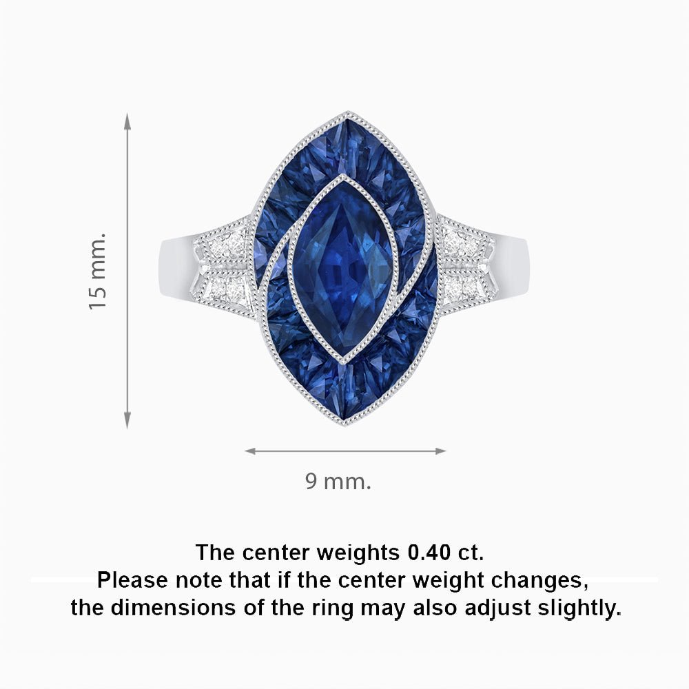 Art Deco Inspired Marquise Diamond Ring - Shahin Jewelry