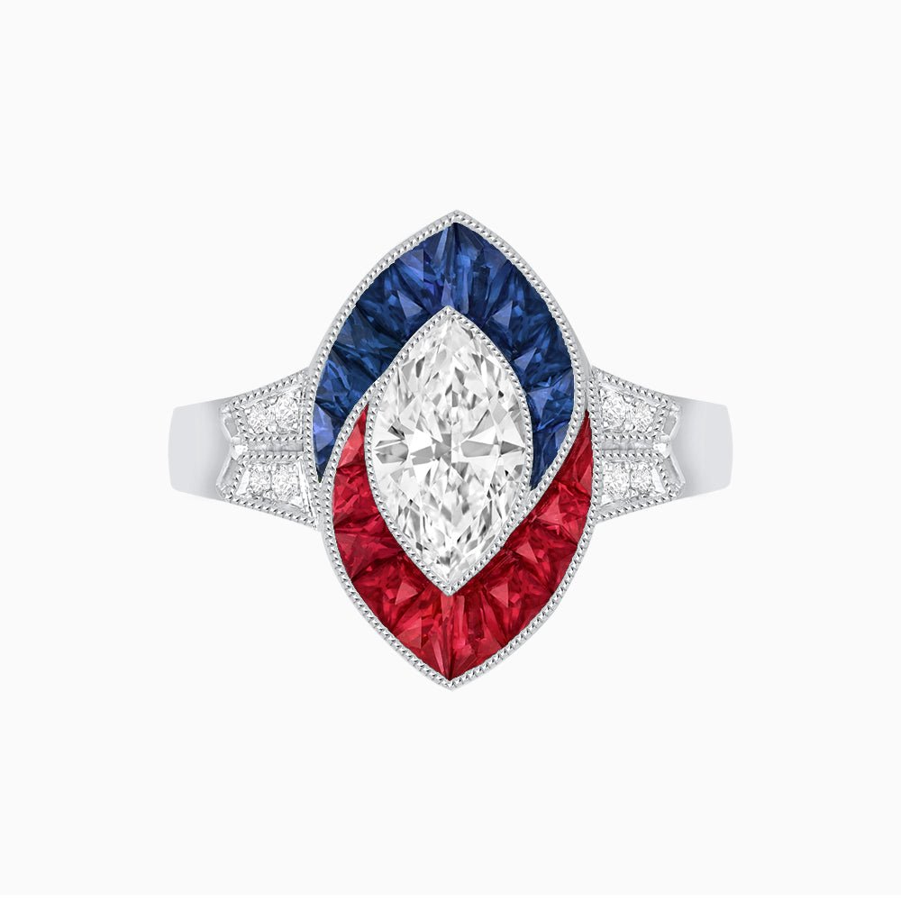 Art Deco Inspired Marquise Diamond Ring - Shahin Jewelry