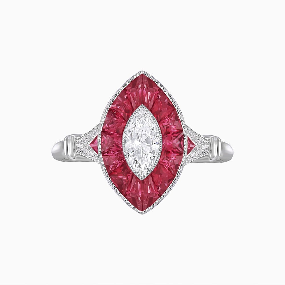 Art Deco Inspired Marquise Diamond Ring - Shahin Jewelry