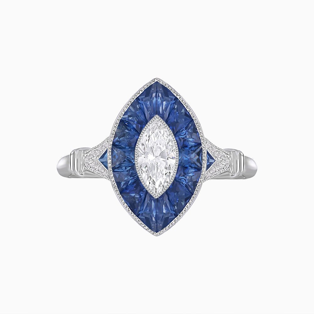 Art Deco Inspired Marquise Diamond Ring - Shahin Jewelry