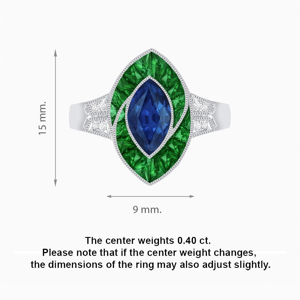 Art Deco Inspired Marquise Diamond Ring - Shahin Jewelry