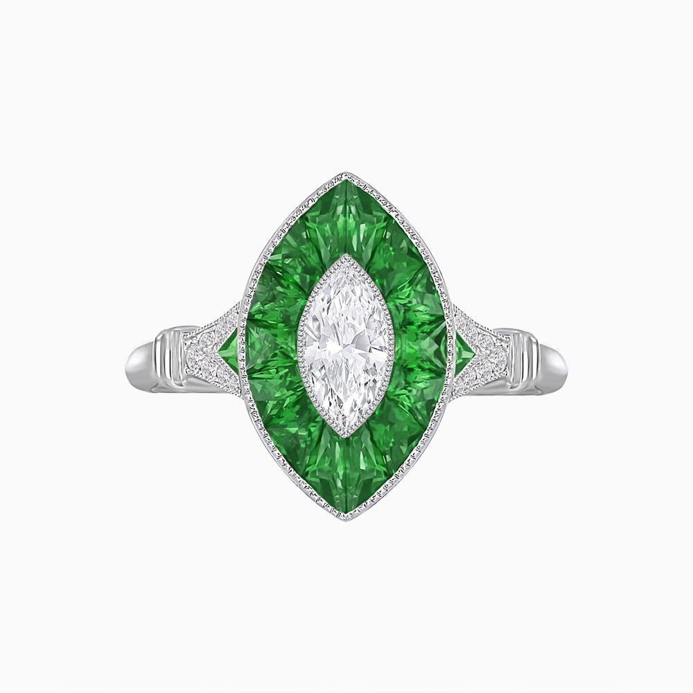 Art Deco Inspired Marquise Diamond Ring - Shahin Jewelry