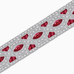 Load image into Gallery viewer, Art Deco Inspired Marquise Gemstone &amp; Diamond Link Bracelet - Shahin Jewelry