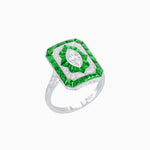 Load image into Gallery viewer, Art Deco Inspired Marquise Halo Ring with Customizable French - Cut Gemstone Accents - Shahin Jewelry
