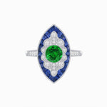 Load image into Gallery viewer, Art Deco-Inspired Marquise Halo Ring with Scalloped Diamond Motif Custom Center Stone | Sculptural Elegance | Vintage-Inspired Craftsmanship - Shahin Jewelry