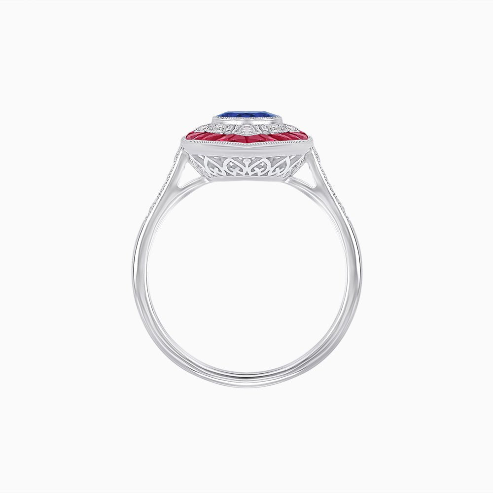 Art Deco-Inspired Marquise Halo Ring with Scalloped Diamond Motif Custom Center Stone | Sculptural Elegance | Vintage-Inspired Craftsmanship - Shahin Jewelry