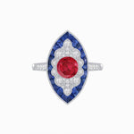 Load image into Gallery viewer, Art Deco-Inspired Marquise Halo Ring with Scalloped Diamond Motif Custom Center Stone | Sculptural Elegance | Vintage-Inspired Craftsmanship - Shahin Jewelry
