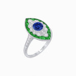 Load image into Gallery viewer, Art Deco-Inspired Marquise Halo Ring with Scalloped Diamond Motif Custom Center Stone | Sculptural Elegance | Vintage-Inspired Craftsmanship - Shahin Jewelry