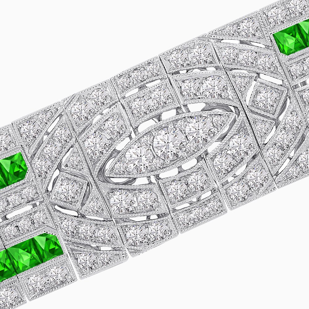 Art Deco Inspired Marquise Shaped Diamond And Gemstone Bracelet - Shahin Jewelry
