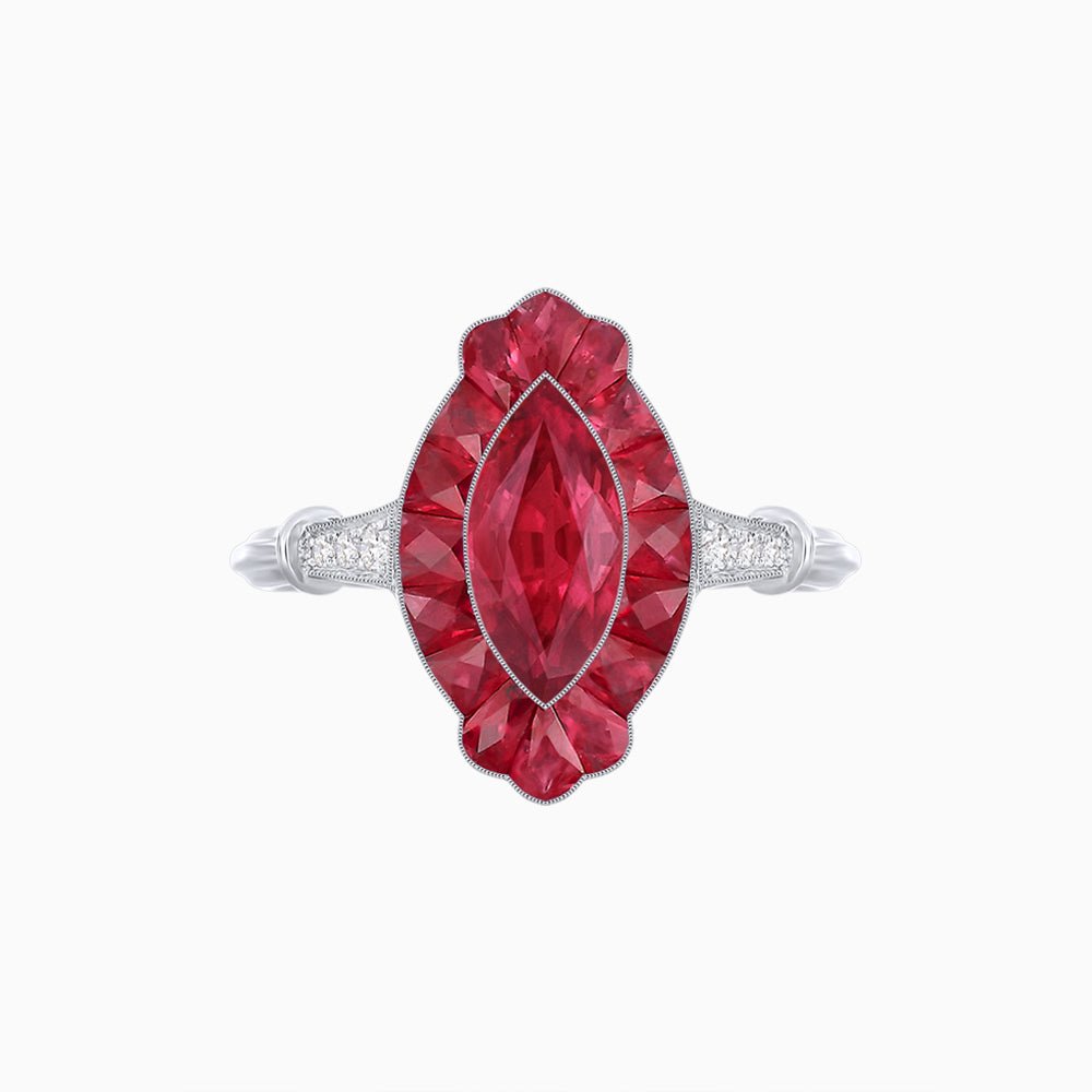 Art Deco Inspired Marquise shaped Gemstone Ring - Shahin Jewelry