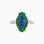 Load image into Gallery viewer, Art Deco Inspired Marquise shaped Gemstone Ring - Shahin Jewelry
