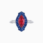 Load image into Gallery viewer, Art Deco Inspired Marquise shaped Gemstone Ring - Shahin Jewelry
