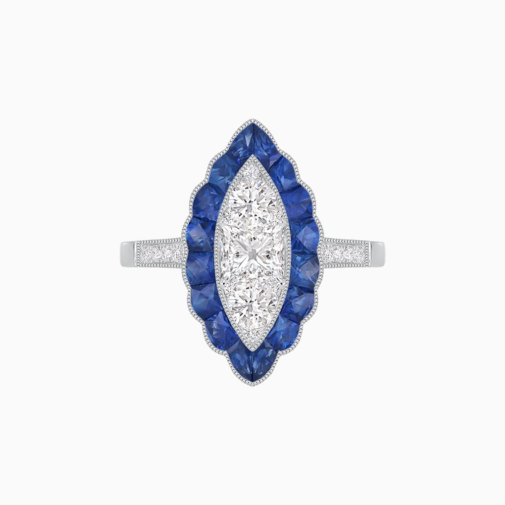 Art Deco Inspired Marquise shaped Ring - Shahin Jewelry