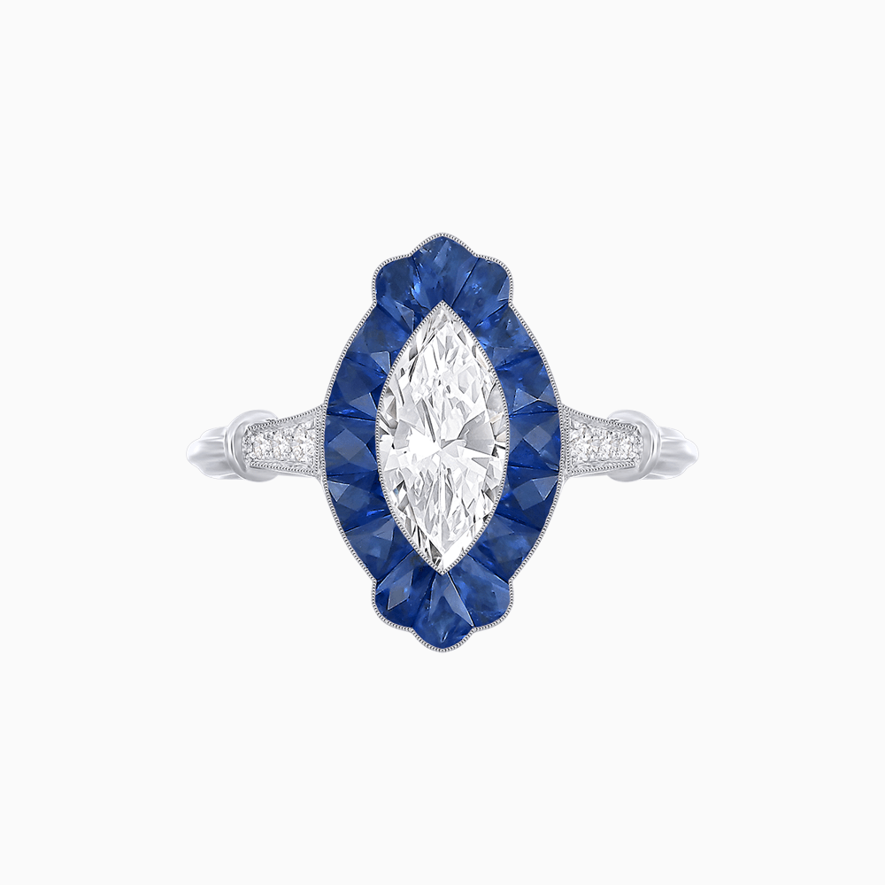 Art Deco Inspired Marquise shaped Ring - Shahin Jewelry