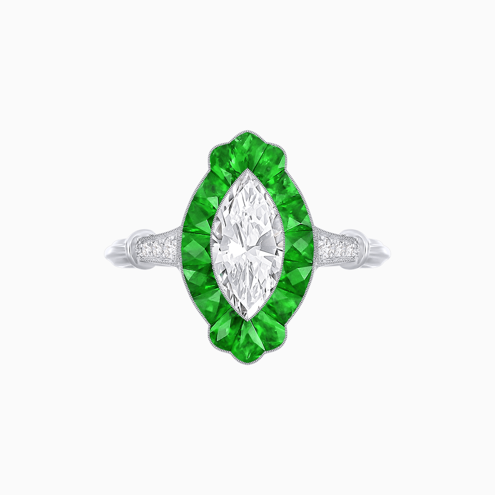 Art Deco Inspired Marquise shaped Ring - Shahin Jewelry