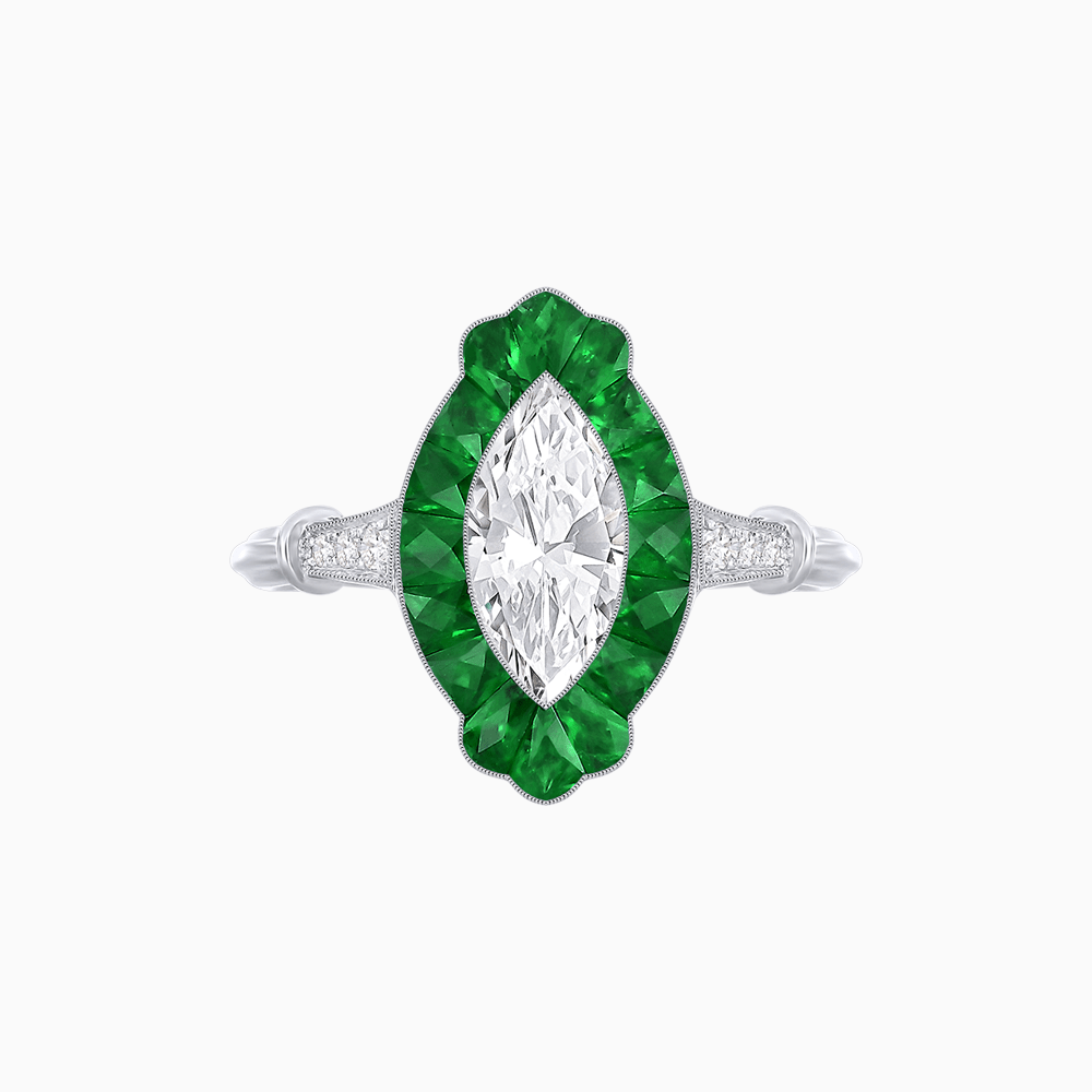 Art Deco Inspired Marquise shaped Ring - Shahin Jewelry