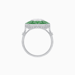 Load image into Gallery viewer, Art Deco - Inspired Mosaic Halo Ring Mounting with French - Cut Gemstone Inlay Custom Center Stone | Bold Symmetry | Hand - Applied Milgrain - Shahin Jewelry
