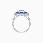 Load image into Gallery viewer, Art Deco-Inspired Mosaic Halo Ring Mounting with French-Cut Gemstone Inlay Custom Center Stone | Bold Symmetry | Hand-Applied Milgrain - Shahin Jewelry
