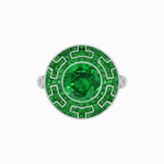 Load image into Gallery viewer, Art Deco-Inspired Mosaic Halo Ring Mounting with French-Cut Gemstone Inlay Custom Center Stone | Bold Symmetry | Hand-Applied Milgrain - Shahin Jewelry