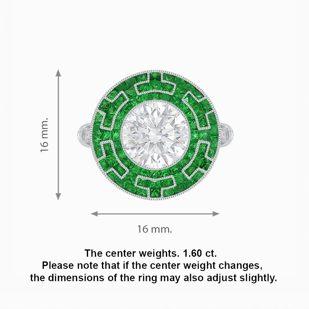 Art Deco - Inspired Mosaic Halo Ring Mounting with French - Cut Gemstone Inlay Custom Center Stone | Bold Symmetry | Hand - Applied Milgrain - Shahin Jewelry