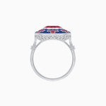 Load image into Gallery viewer, Art Deco-Inspired Mosaic Halo Ring Mounting with French-Cut Gemstone Inlay Custom Center Stone | Bold Symmetry | Hand-Applied Milgrain - Shahin Jewelry