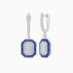 Load image into Gallery viewer, Art Deco–Inspired Mounting Emerald Cut Drop Earrings with Diamonds and Gemstones - Shahin Jewelry