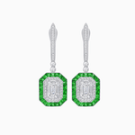 Load image into Gallery viewer, Art Deco–Inspired Mounting Emerald Cut Drop Earrings with Diamonds and Gemstones - Shahin Jewelry