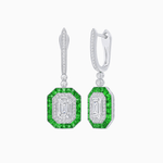 Load image into Gallery viewer, Art Deco–Inspired Mounting Emerald Cut Drop Earrings with Diamonds and Gemstones - Shahin Jewelry