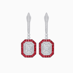 Load image into Gallery viewer, Art Deco–Inspired Mounting Emerald Cut Drop Earrings with Diamonds and Gemstones - Shahin Jewelry
