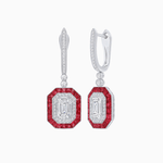 Load image into Gallery viewer, Art Deco–Inspired Mounting Emerald Cut Drop Earrings with Diamonds and Gemstones - Shahin Jewelry