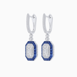 Load image into Gallery viewer, Art Deco–Inspired Mounting Emerald Cut Drop Earrings with Diamonds and Gemstones - Shahin Jewelry