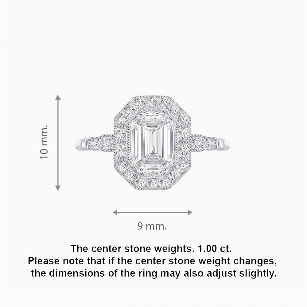 Art Deco Inspired Octagon - shaped with Diamond Ring - Shahin Jewelry