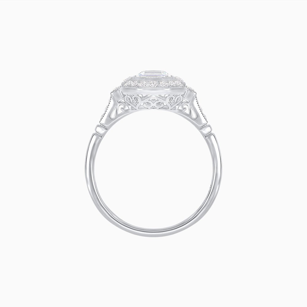 Art Deco Inspired Octagon - shaped with Diamond Ring - Shahin Jewelry