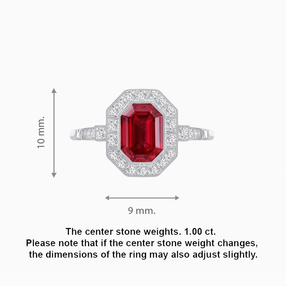 Art Deco Inspired Octagon - shaped with Gemstone Ring - Shahin Jewelry