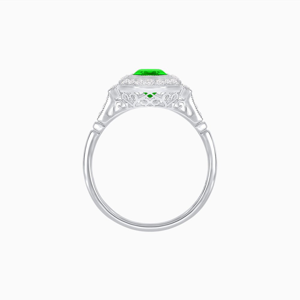 Art Deco Inspired Octagon - shaped with Gemstone Ring - Shahin Jewelry